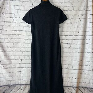 Classiques Entier Vintage Dark Gray Merino Wool Short Sleeve Maxi Dress Large